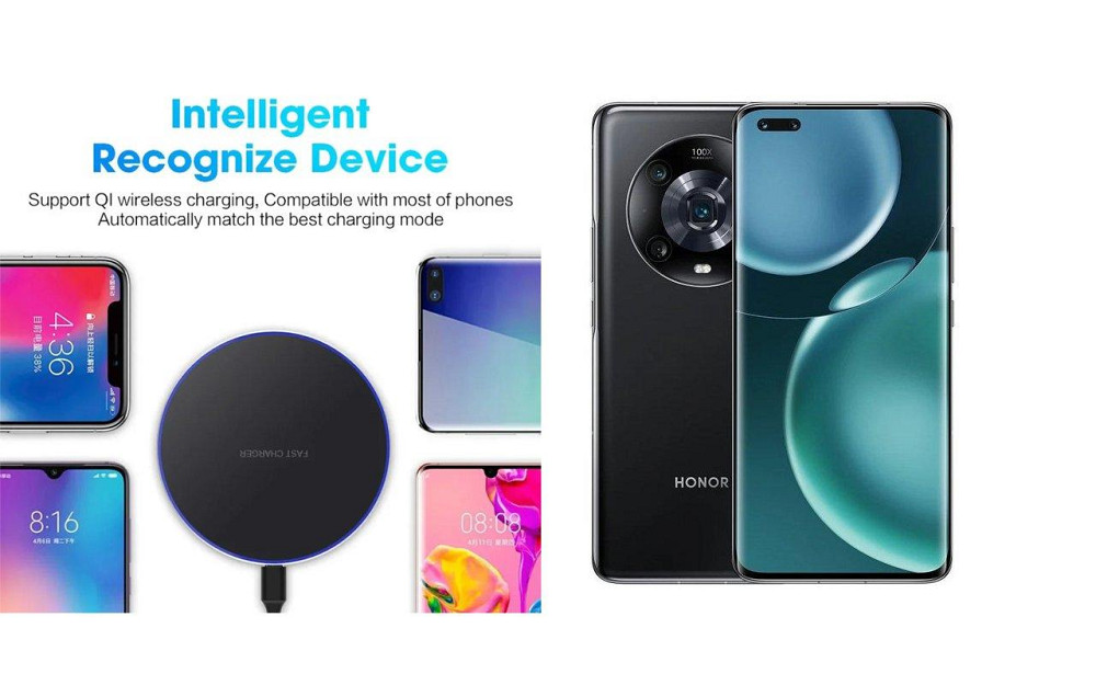 Бездротовий зарядний пристрій Copper до 30W для Honor 400 Pro, USB-C, LED Київ - фото 4