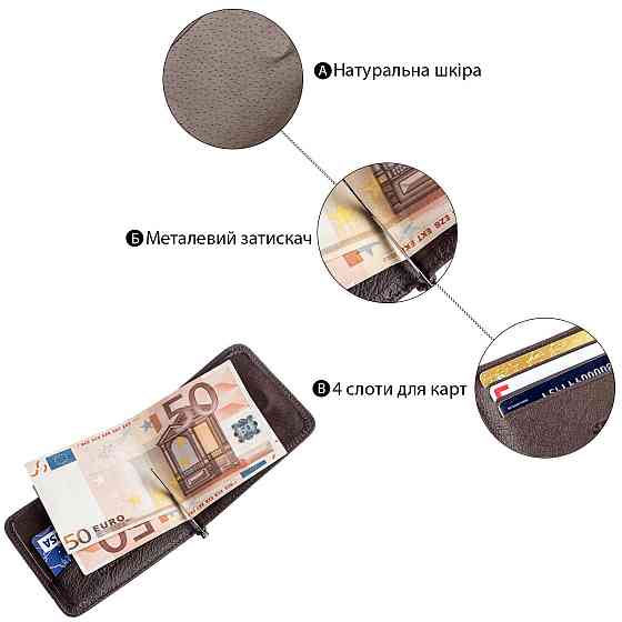 Зручний чоловічий Затискач для купюр ST Leather 18938 Коричневий Київ
