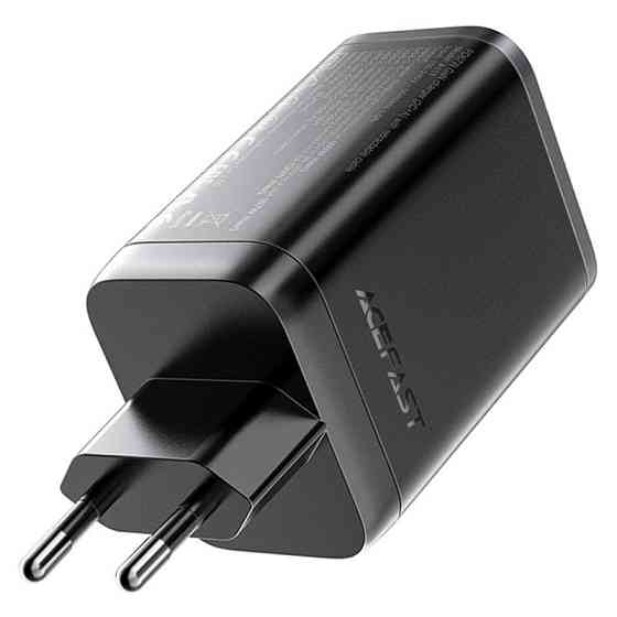 Мережевий зарядний пристрій ACEFAST A111 PD67W GaN charger(2*USB-C+USB-A) with retractable cable Black Одеса