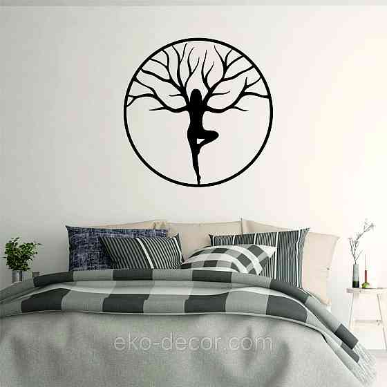 Декоративне настінне 3D Панно «ЙОГА» Декор на стіну з об'ємом 90*90 см, Чорний Київ