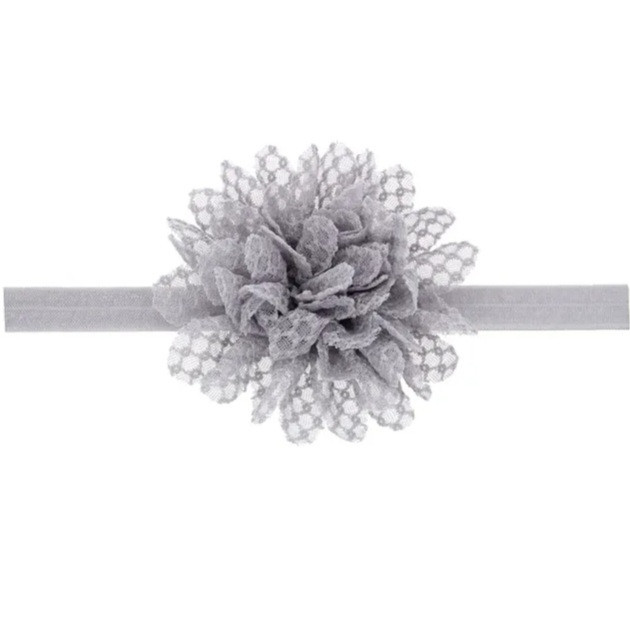 Повязка на голову детская с цветком 40-50 см серый Киев - изображение 1