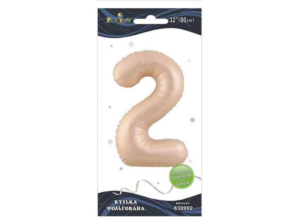 Кулька фольгована цифра 32 (80 см) 2 рожева Blush ТМ PELICAN Киев - изображение 1