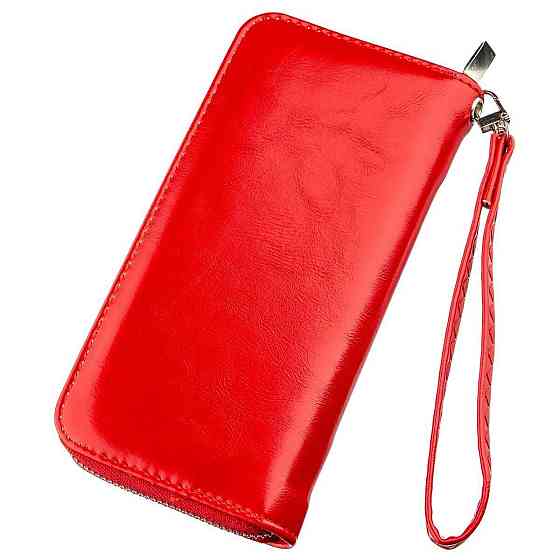 Гаманець жіночий на одну блискавку з екокожі гладкий KIVI 19041 Червоний Київ