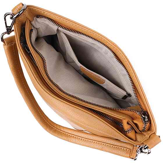 Жіноча сумка на два відділення з натуральної шкіри Світло-коричневий (Vintage) Київ