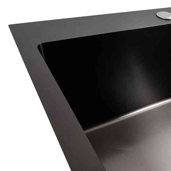 Кухонна мийка чорна 60*50 PVD VALESO Handmade (сифон круглий, 3,0/0,8) Коломыя