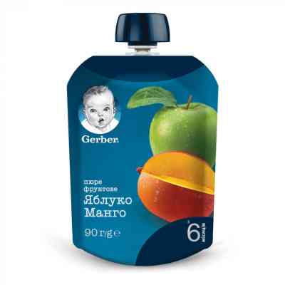 Дитяче пюре Gerber Яблуко і манго 90 г (7613036345866) Вінниця