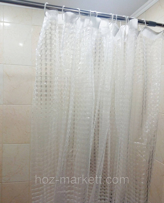 Штора у ванну з ефектом 3D шторка для ванної біло-прозора Харків - фото 4