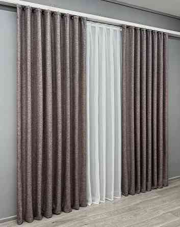 Комплект готовых штор VR-Textil Лен ELEMENTA № 1870ш Коричневый 200х270см 2 шт (32-187) Киев