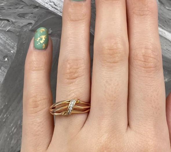 Кольцо Xuping 36510, 18 размер (ширина 8мм), белые финиты, позолота РО Киев - изображение 2