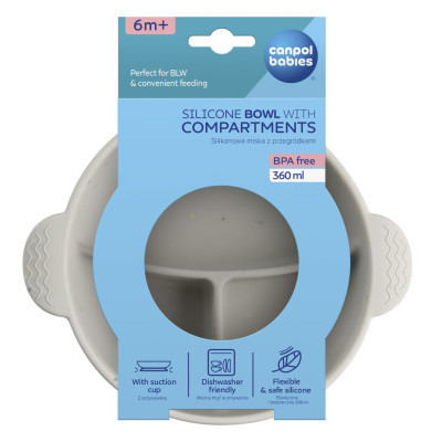 Тарілка дитяча Canpol babies DOTS силіконова на присосці з секціями, сіра (51/403_grey) Вінниця - фото 8