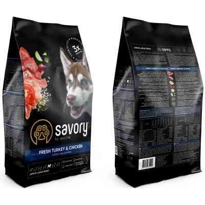 Сухий корм для собак Savory Junior Large rich in Fresh Turkey and Chicken 3 кг (4820232630204) Вінниця
