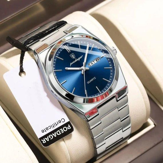 Мужские наручные классические часы Poedagar Teodor (Серебристые) Винница - изображение 3