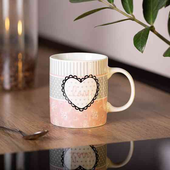 Чашка порцелянова 400 (мл) чашка для кави та чаю з написом та серцем Lugi RX-N240143PKV Коломия