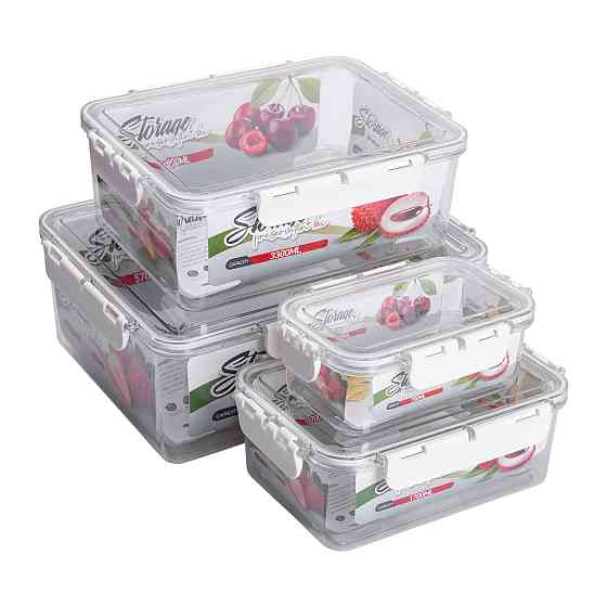 Yiwu Набір контейнерів для їжі 0.7/1.7/3.3/5.7 л 4 шт з кришками на засувках HP-27-5 Коломия