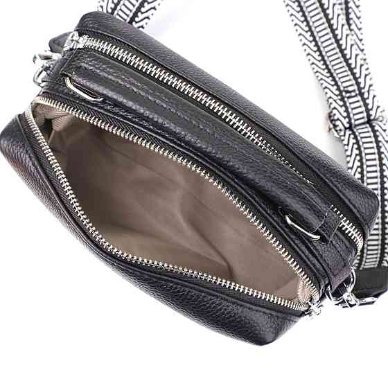 Жіноча сумка на два відділення з натуральної шкіри Vintage 22919 Чорний Київ