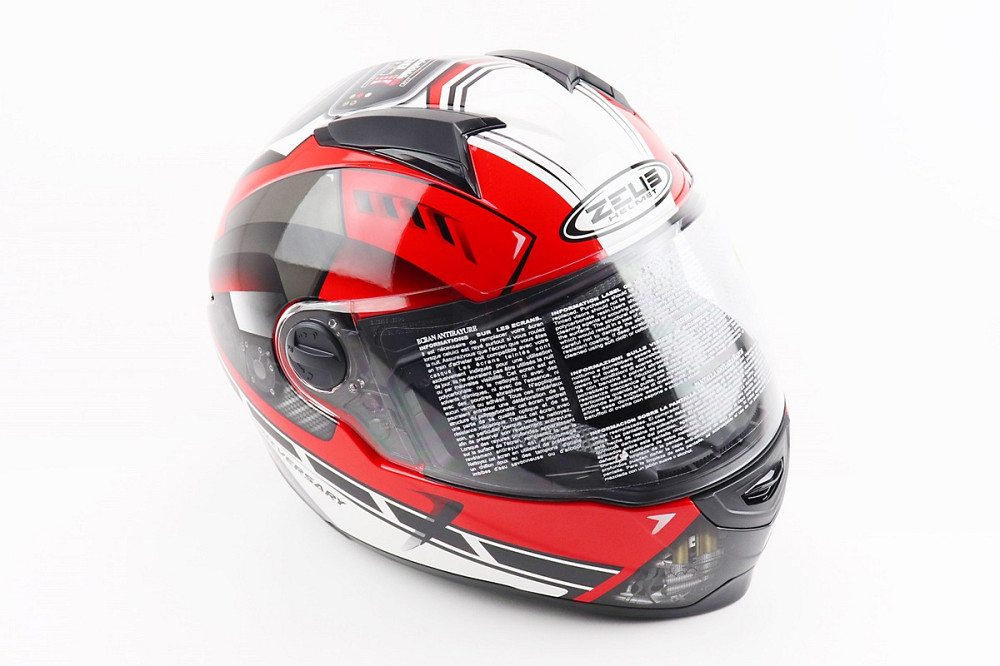 Шолом інтеграл, закритий ZS-811 Solid M, ЧЕРВОНИЙ глянець з білим малюнком Киев - изображение 1