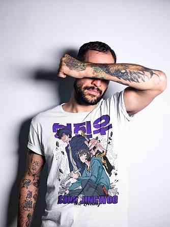 Футболка для хлопчика з аніме принтом Соло Левелінг Сунг Джінвоо оверсайз (зріст від 165 до 180) Чорний AnimeJ0194m Дніпро