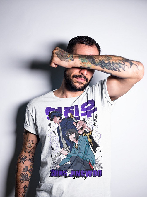 Футболка для хлопчика з аніме принтом Соло Левелінг Сунг Джінвоо оверсайз (зріст від 165 до 180) Чорний AnimeJ0194m Дніпро - фото 2