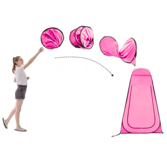 Намет для душу туристичний 120х120х190 см автоматичний, кабінка кемпінгова для переодягання, душу, туалету рожевий Кам'янець-Подільський