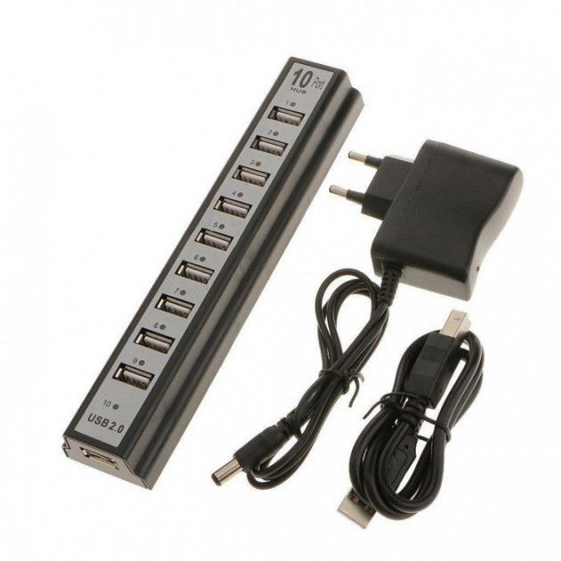 Розгалужувач USB HUB на 10 портів з активною зарядкою 220V, Розгалужувач юсб, Хаб для ноутбука NB-18 Львів - фото 5