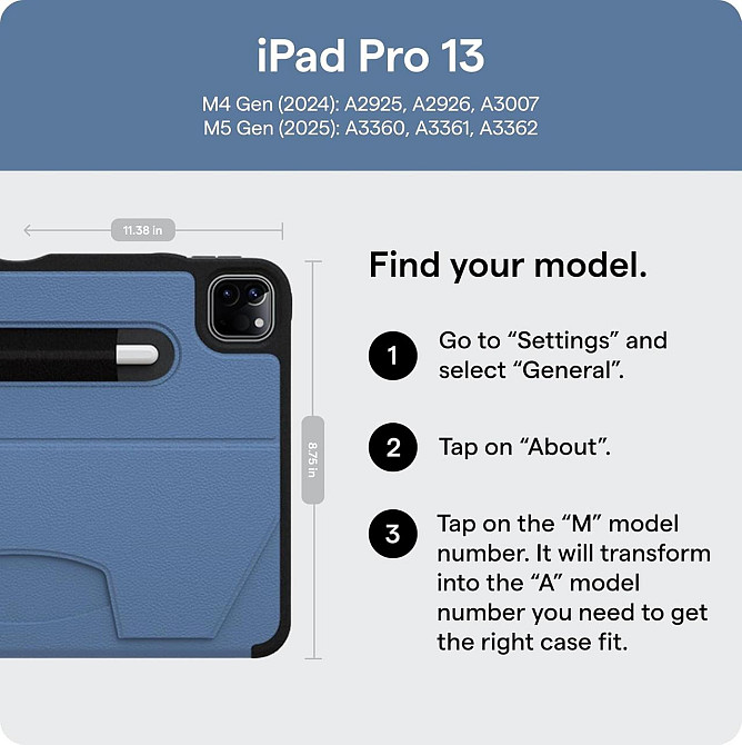 Чехол ZUGU для iPad Pro 13 M4/M5 2024/2025 с держателем Apple Pencil автоотключение несколько положений Slate Киев - изображение 7