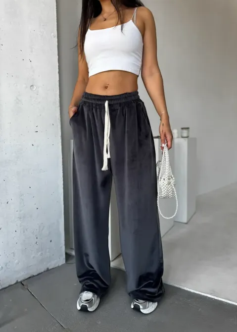 Велюрові жіночі брюки вільного крою з високою посадкою Одеса - фото 13