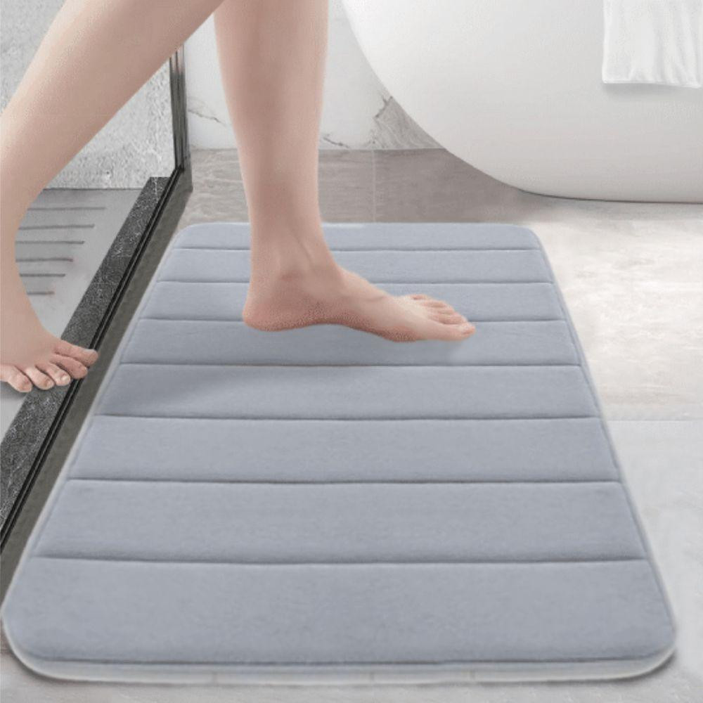 Современный коврик для ванной Aquarius с эффектом памяти Мягкий Антискользящий 50 х 80 см Серый в полоску Буча - изображение 1