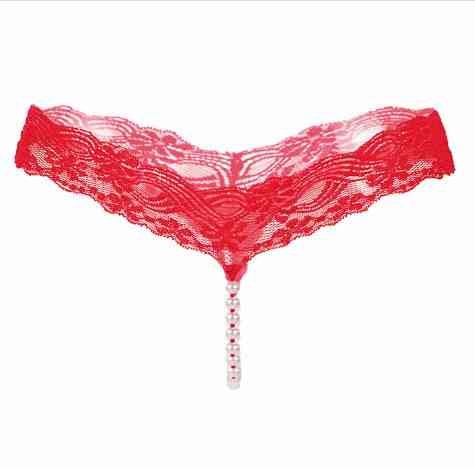 Еротичні трусики з перлами жіночі універсальний червоний Київ