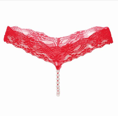 Еротичні трусики з перлами жіночі універсальний червоний Київ - фото 1
