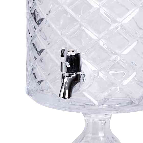 Yiwu Лимонадниця зі скляним краном 39 см 4,5 л прозора на підставці HP-19-3 Коломия