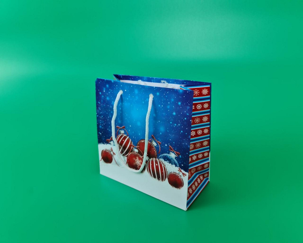 Новогодние, бумажные ,подарочные  пакеты с ручкой Чашка 16/16/8-012 (12 шт) Харьков - изображение 1