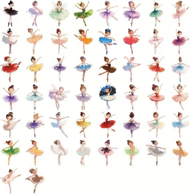 Набор наклеек балерины 50 шт, декоративные виниловые стикеры балет Киев - изображение 2