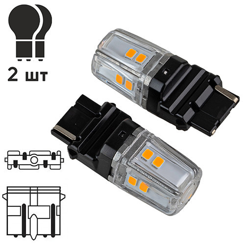 LED лампа PULSO 3156 W2.5x16q 12SMD-2835 9-36В 400лм AMBER габаритна 1 контакт Харків - фото 3