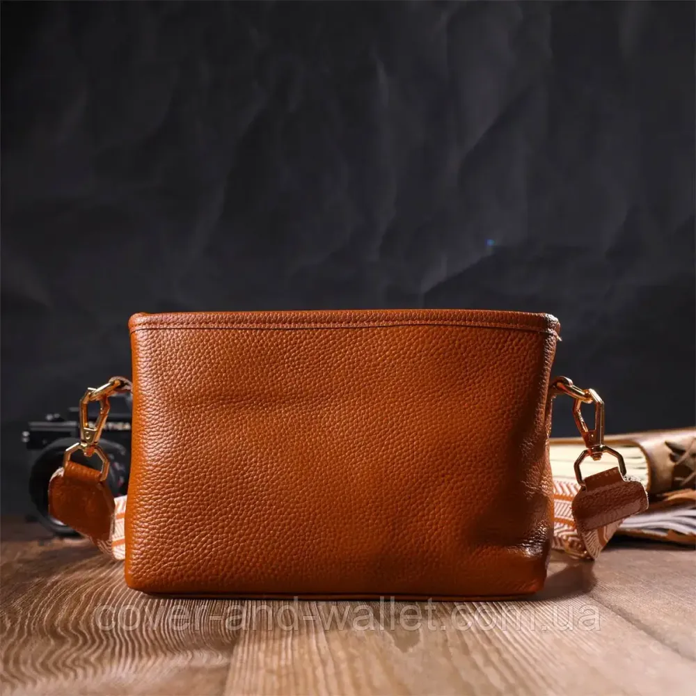 Женская наплечная сумка в оранжевом цвете из натуральной кожи Leather Collection Киев - изображение 7