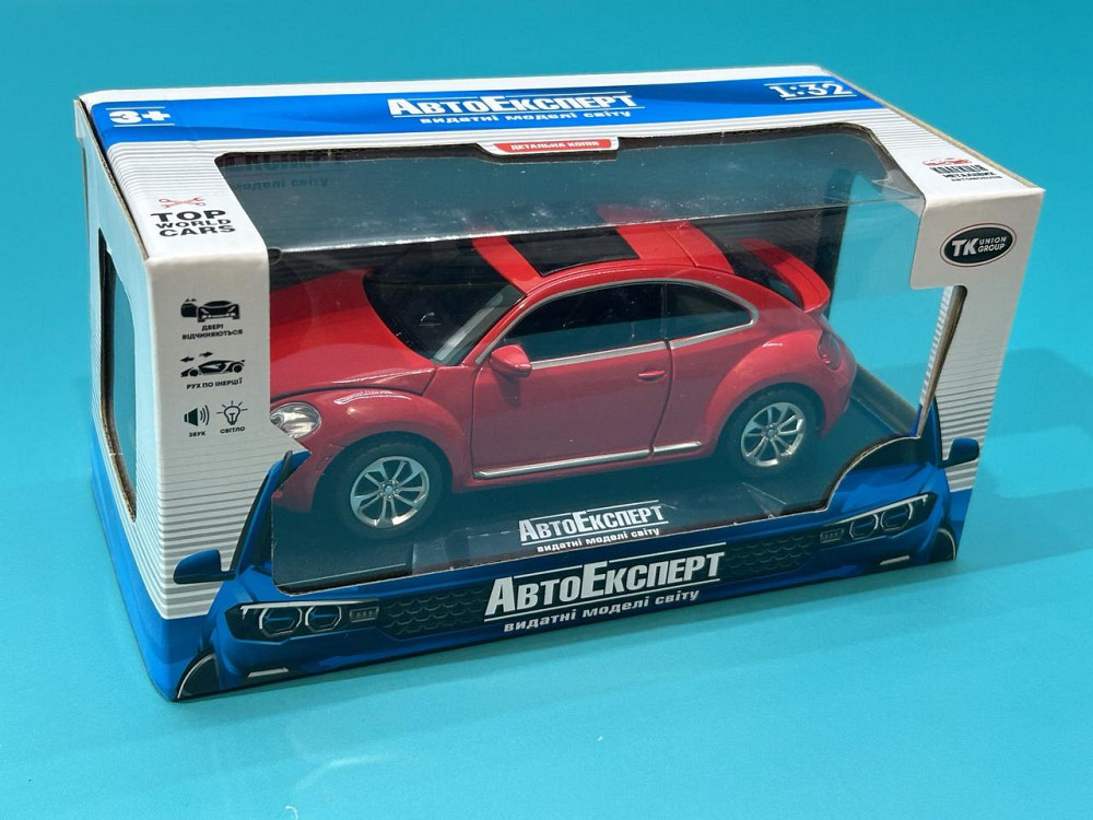 Машинка Автоексперт Volkswagen Beetle 1:32 метал світло/звук відчиняються двері капот багажник Червона (12012) Чернігів - фото 2