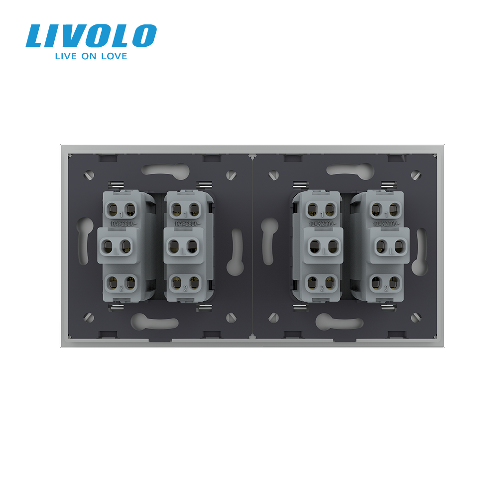 LIVOLO Чотирьохклавішний вимикач (2-2) Livolo сірий скло (VL-C7K2K2-15) Коломия - фото 6