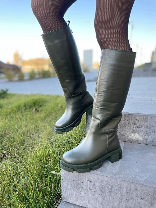 Чоботи жіночі GREMMY хакі натуральна шкіра зима висота 37 см (4860) Коломия - фото 5