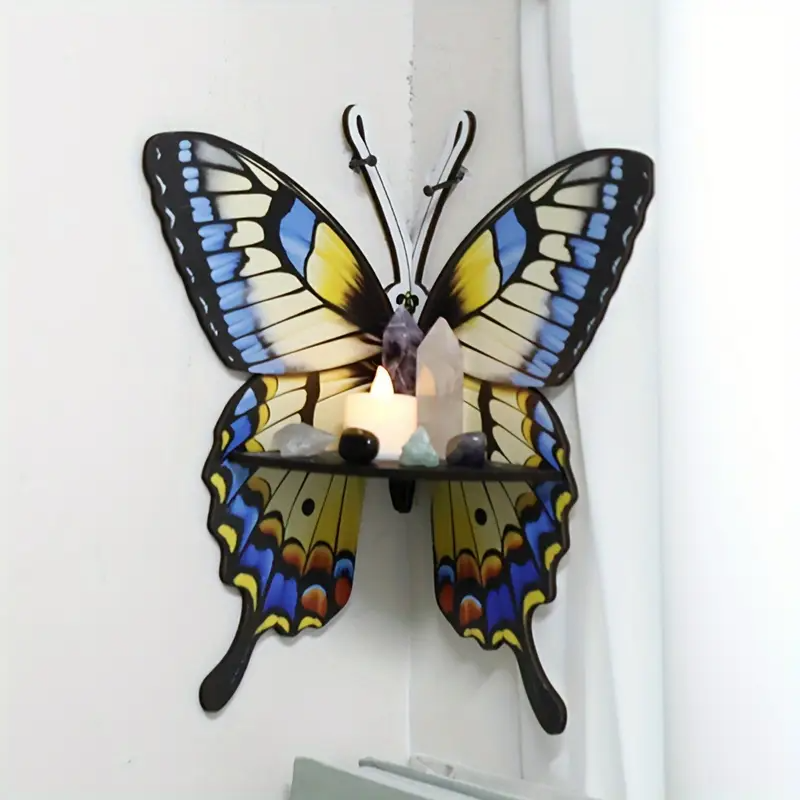 Кутова настінна полиця з дерева Метелик, 23×27.5см, органайзер для зберігання аксесуарів, type F Кам'янець-Подільський - фото 1