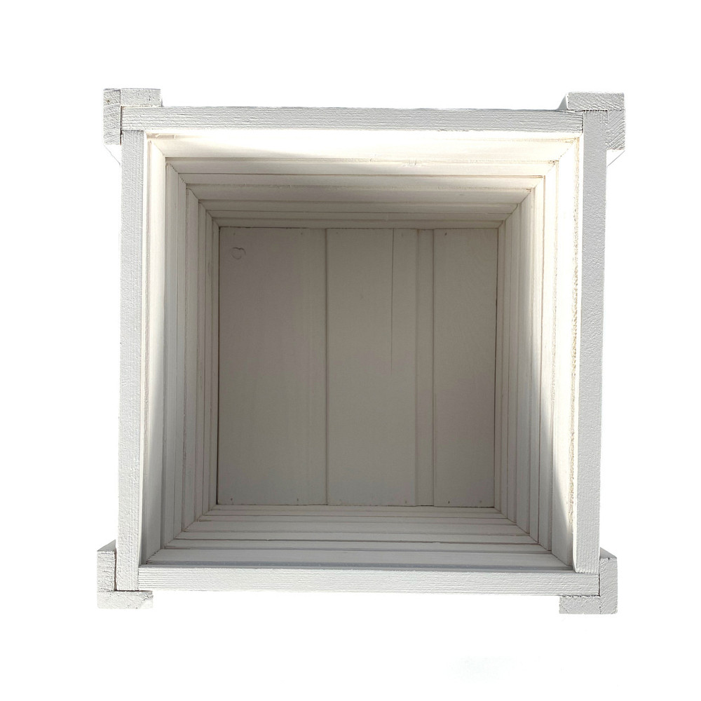 Ящик садовий декоративний для квітів або для зберігання речей з натурального дерева 26х26х27 см Білий Кам'янець-Подільський - фото 4