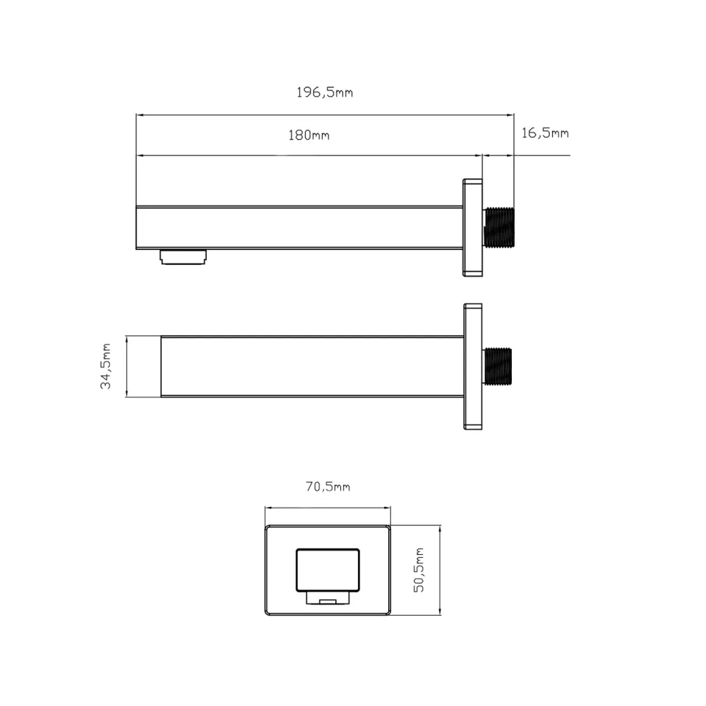 Вилив для систем прихованого монтажу Qtap Vytok 180 мм прямокутний QTVYT246CRM45932 Chrome Київ - фото 2