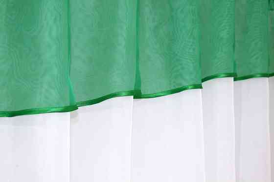Кухонная занавеска VR-Textil № 047к белый с зеленым 280х170 см (52-0354) Киев