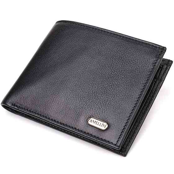 Классическое горизонтальное мужское портмоне из натуральной кожи флотар CANPELLINI 21778 Черное Киев