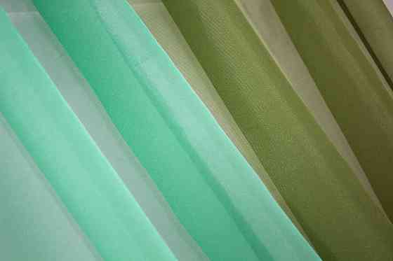 Кухонные шторы VR-Textil № 017к комбинированные с подвязками оливковый с лазурным 265х170 см (52-0008) Киев