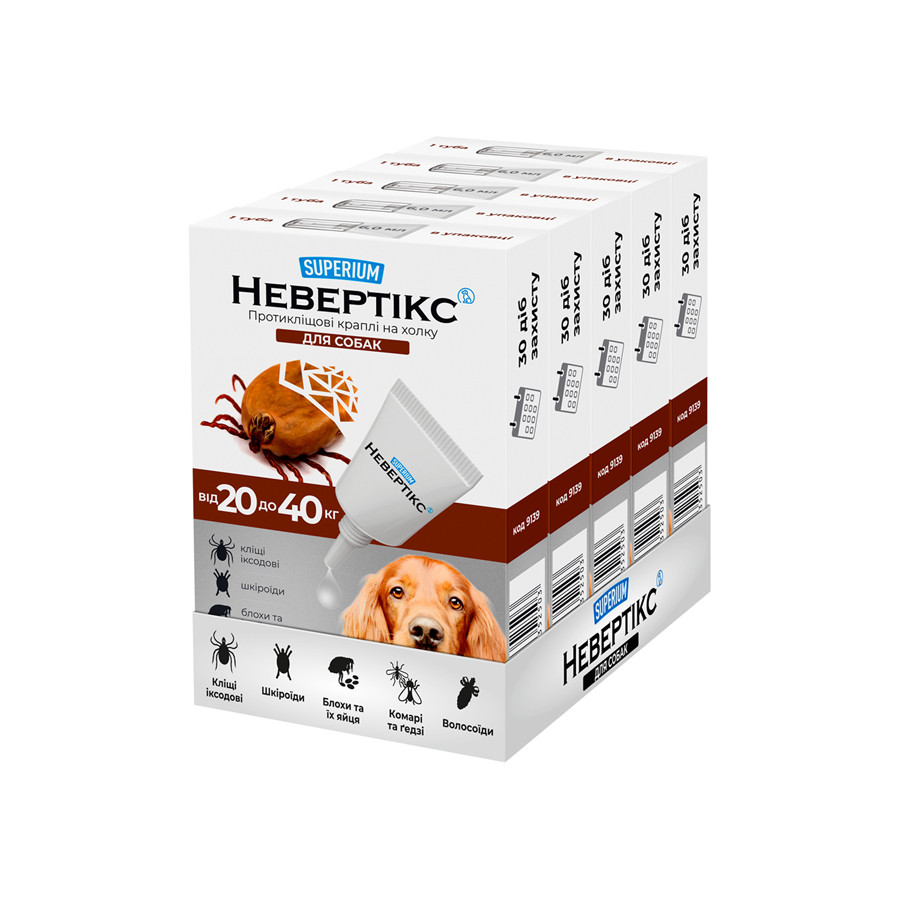 СУПЕРІУМ Невертікс, протикліщові краплі на холку для собак, 20-40 кг Коломия - фото 2