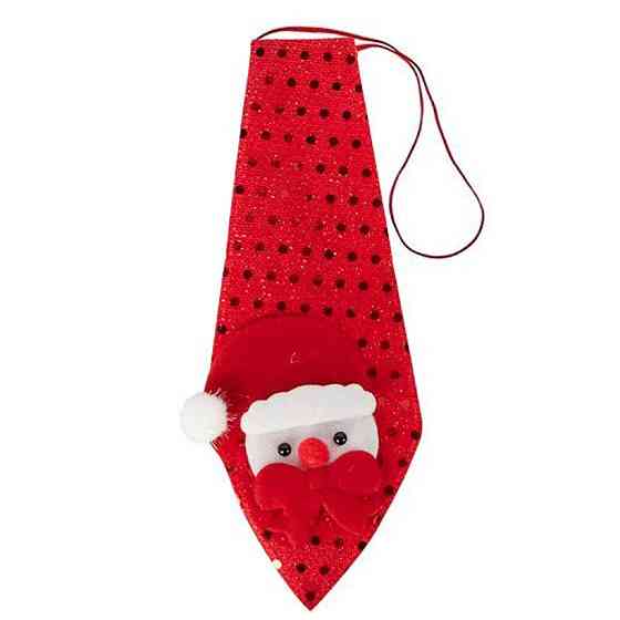 Новорічна краватка з фігуркою "Сніговик" HH-2(Red) на гумці Вінниця