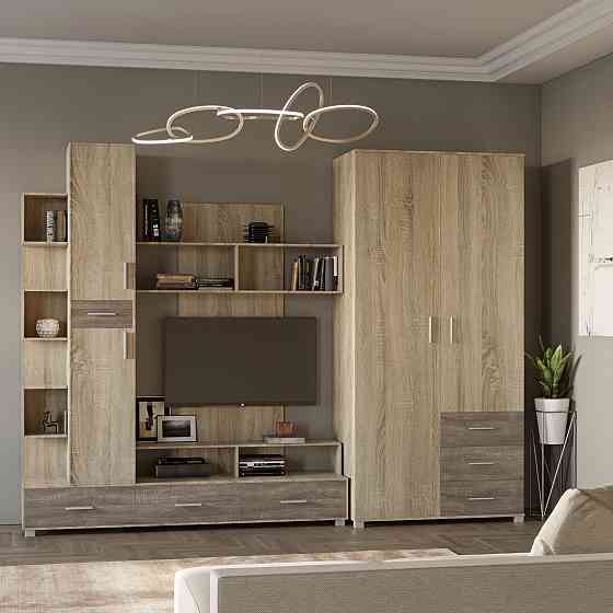 Стенка Эверест Бриз + Шкаф ШП-4 сонома + трюфель (DTM-2245) Львов