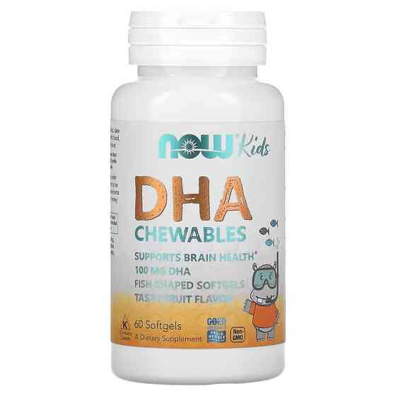 Жевательная ДГК для детей NOW Kid's DHA Chewables, Tasty Fruit, 60 Softgels Луцк