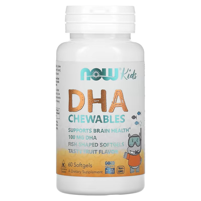 Жевательная ДГК для детей NOW Kid's DHA Chewables, Tasty Fruit, 60 Softgels Луцк - изображение 1