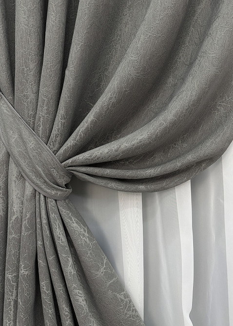 Комплект штор VR-Textil Жакард Viva Marmo № 1785ш Сірий 150х290 см 2 шт (33-0733) Київ - фото 5