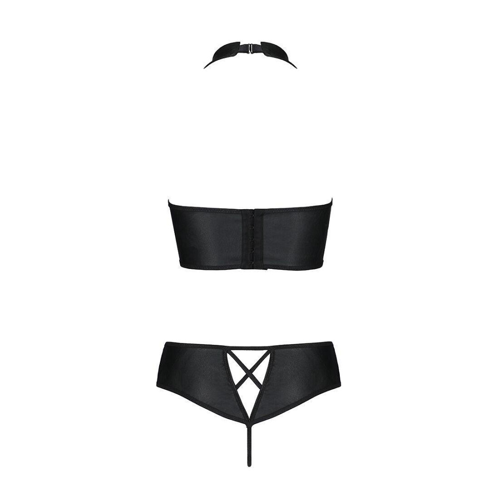 Комплект з еко-шкіри Passion NANACY BIKINI XXL/XXXL, black, бра та трусики з імітацією шнурівки Sex Aura Київ - фото 6